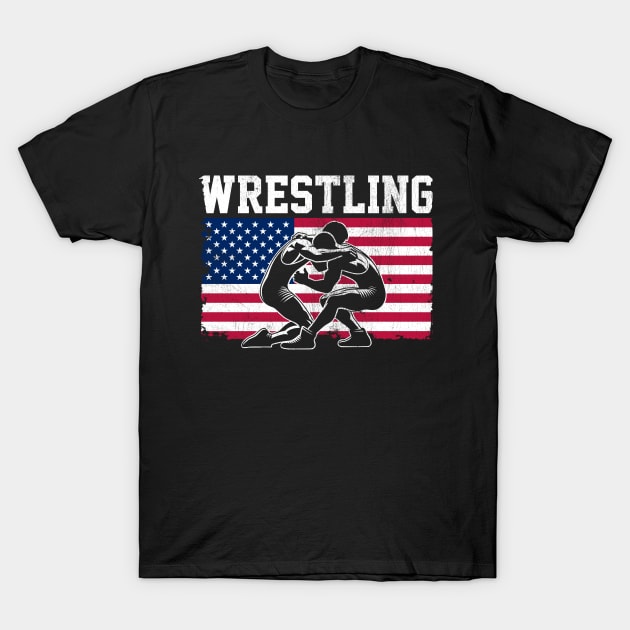 Wrestling USA Flag T-Shirt by DetourShirts
